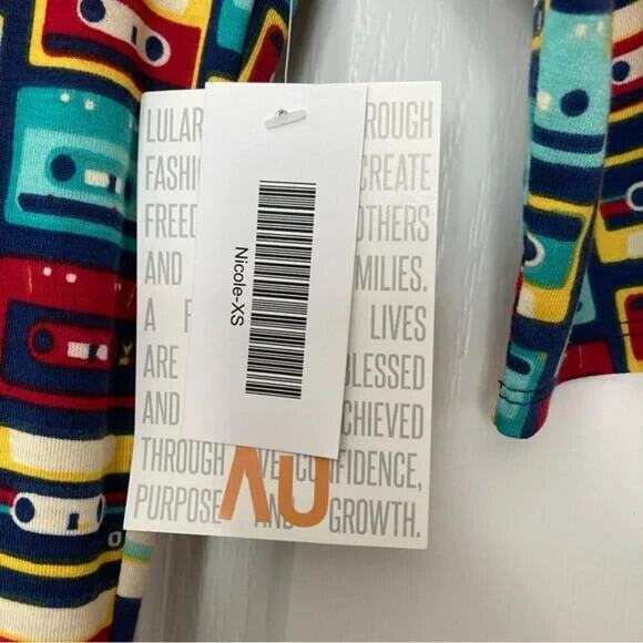 NWT Lularoe Nicole Dress XS 0 2 Retro Cassette Tape 80s 90s vibrant colorful NEW - Picture 5 of 6